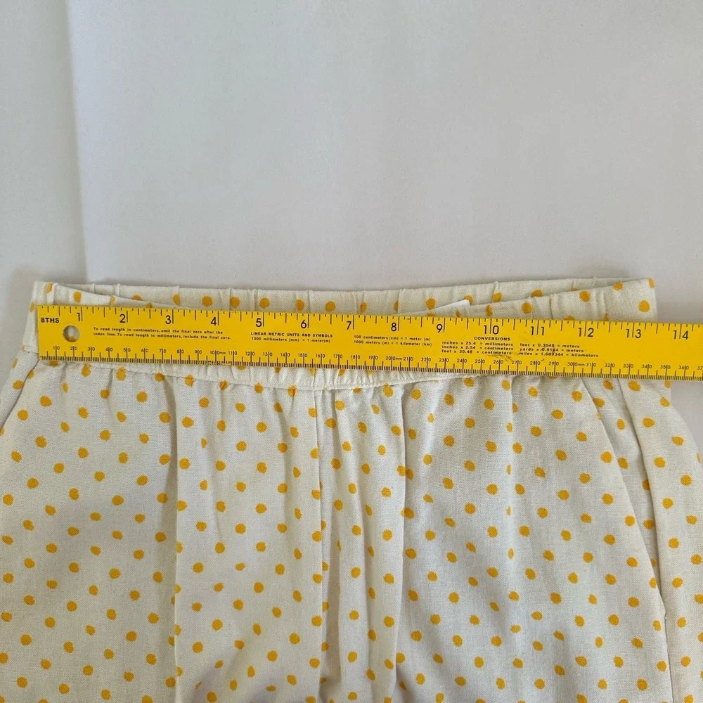 Vero Moda Linen Blend Shorts SMALL Cream Yellow Micro Polka Dot Pocket Pull On - Picture 6 of 9